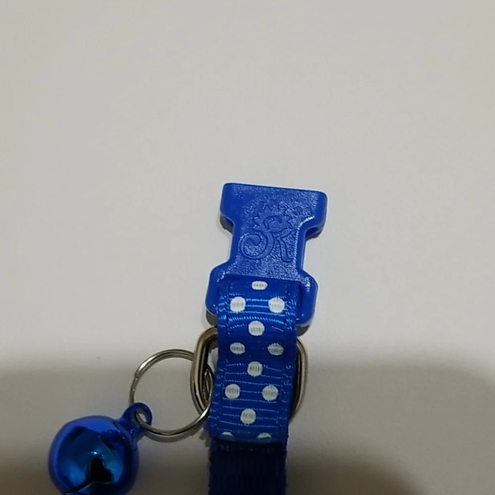 Blue and White Polka Dot Small Pet Collar